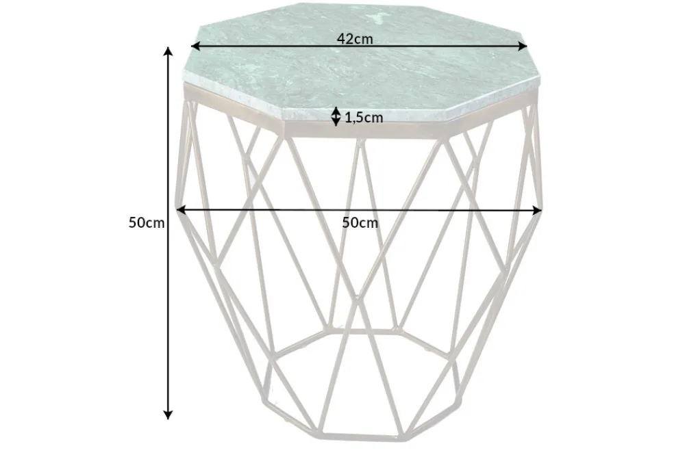 Riess-Ambiente Beistelltische|Goldene Möbel > Abstrakter Beistelltisch DIAMOND 50cm grün Marmor messing Metall