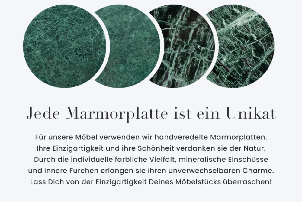 Riess-Ambiente Beistelltische|Goldene Möbel > Abstrakter Beistelltisch DIAMOND 50cm grün Marmor messing Metall