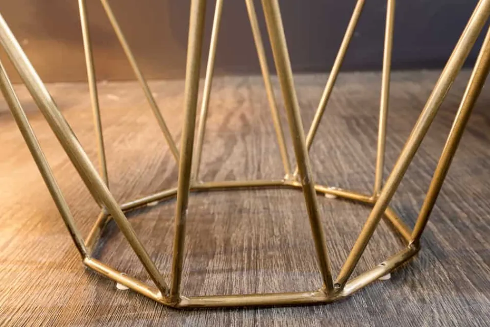 Riess-Ambiente Beistelltische|Goldene Möbel > Abstrakter Beistelltisch DIAMOND 50cm grün Marmor messing Metall