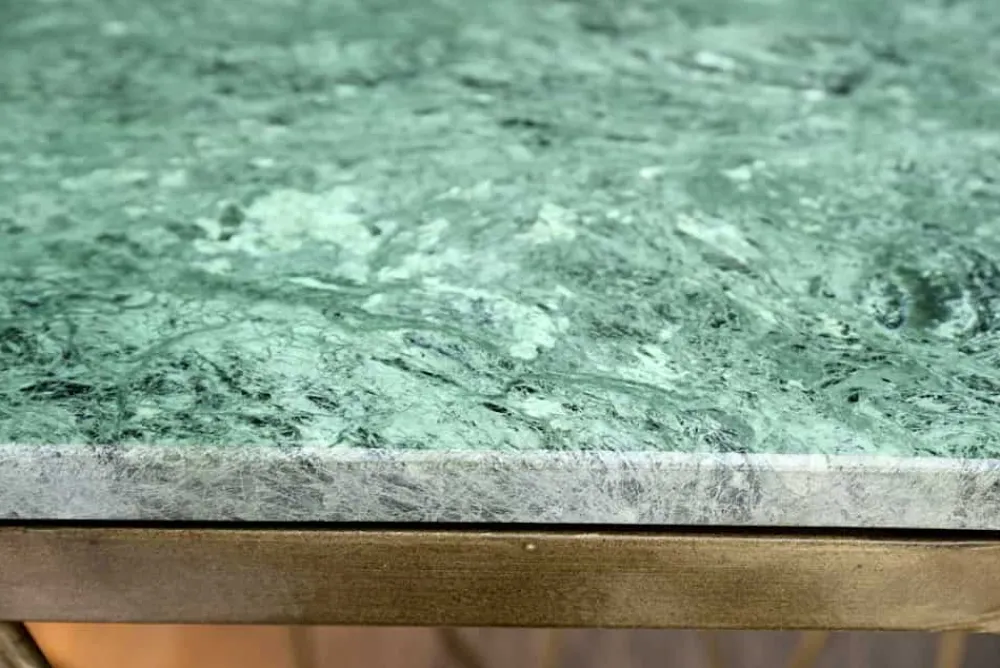 Riess-Ambiente Beistelltische|Goldene Möbel > Abstrakter Beistelltisch DIAMOND 50cm grün Marmor messing Metall