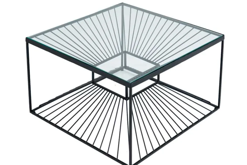 Riess-Ambiente Industrial Loft|Couchtische & Truhen > Abstrakter Couchtisch ILLUSION 60cm schwarz Metall Glas handmade modernes Design