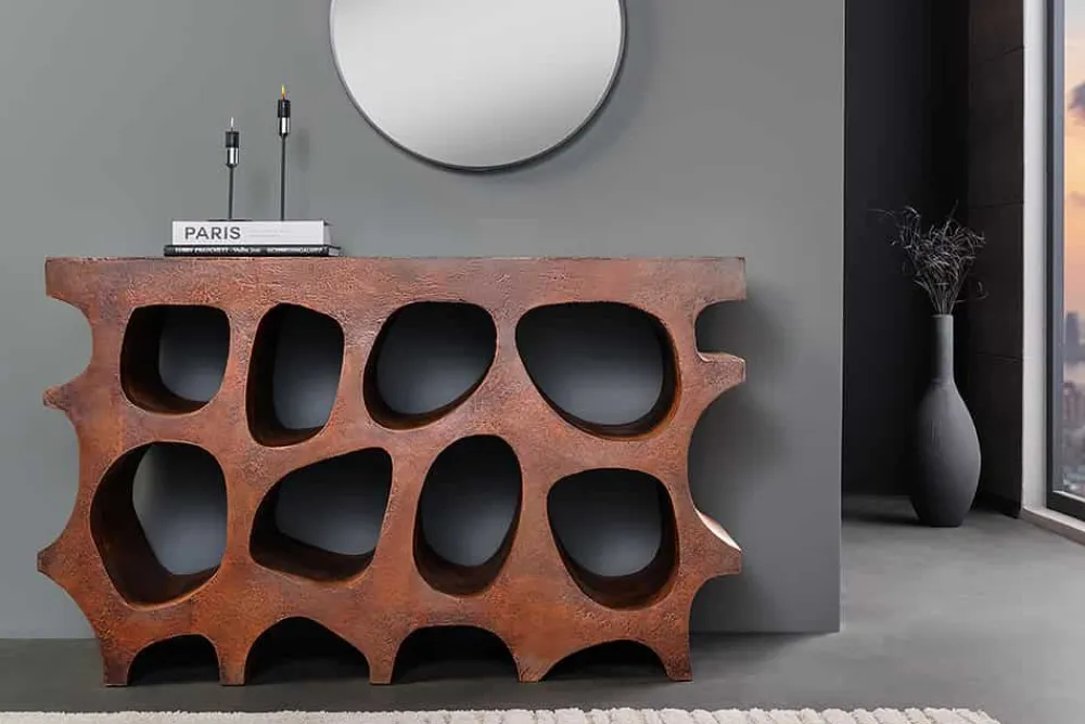 Riess-Ambiente Konsolentische > Abstrakter Konsolentisch ART AMBIENTE 120cm kupfer Edelrost-Look Beton