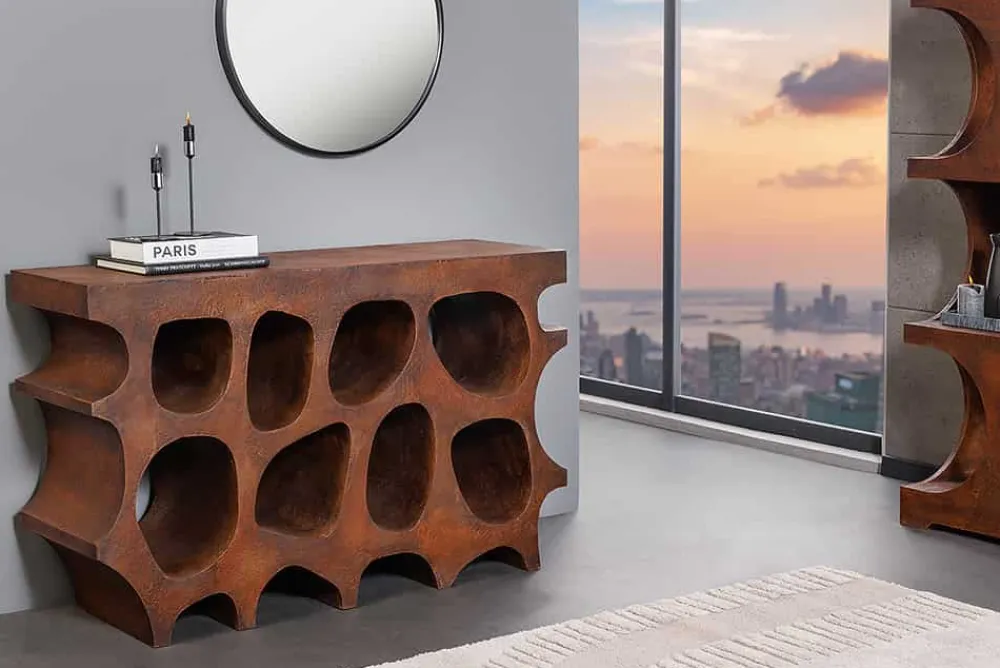 Riess-Ambiente Konsolentische > Abstrakter Konsolentisch ART AMBIENTE 120cm kupfer Edelrost-Look Beton