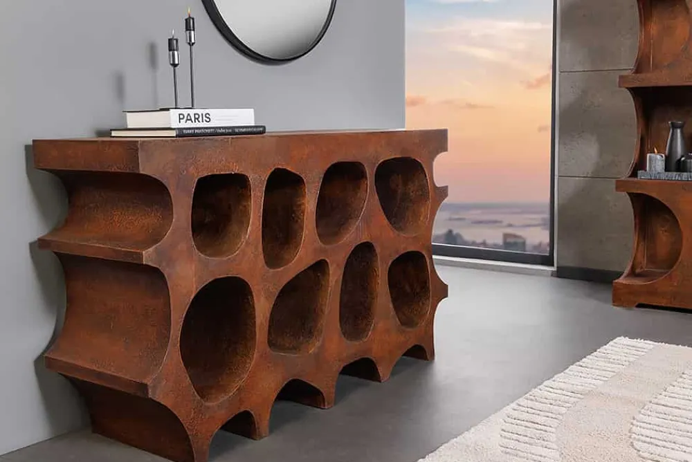 Riess-Ambiente Konsolentische > Abstrakter Konsolentisch ART AMBIENTE 120cm kupfer Edelrost-Look Beton