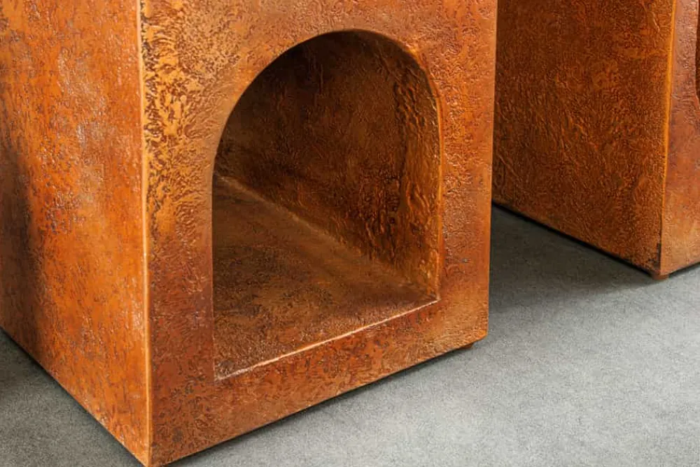 Riess-Ambiente Konsolentische > Abstrakter Konsolentisch ART AMBIENTE 120cm kupfer Edelrost-Look Beton Rundbogen-Design