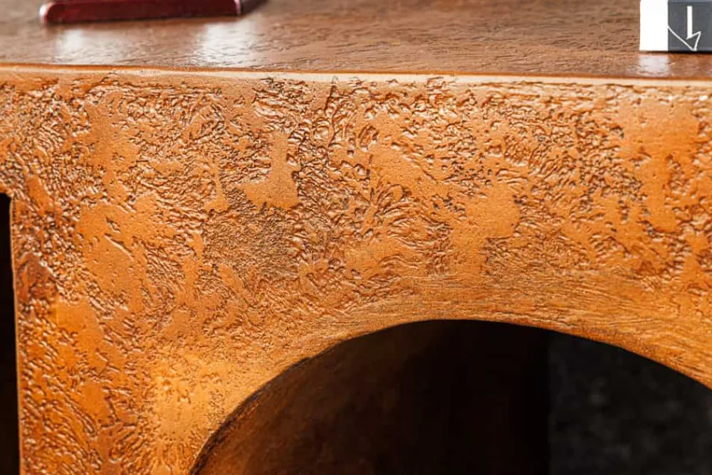 Riess-Ambiente Konsolentische > Abstrakter Konsolentisch ART AMBIENTE 120cm kupfer Edelrost-Look Beton Rundbogen-Design
