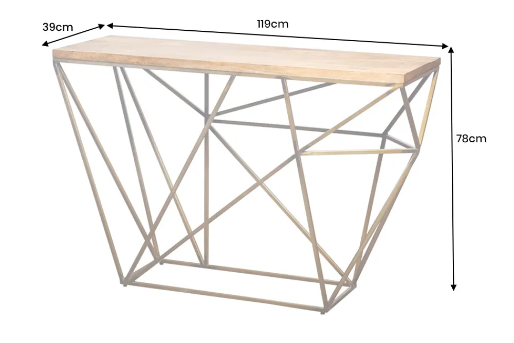 Riess-Ambiente Mehr...|Konsolentische > Abstrakter Konsolentisch DIAMOND 120cm natur messing Mangoholz Metallgestell