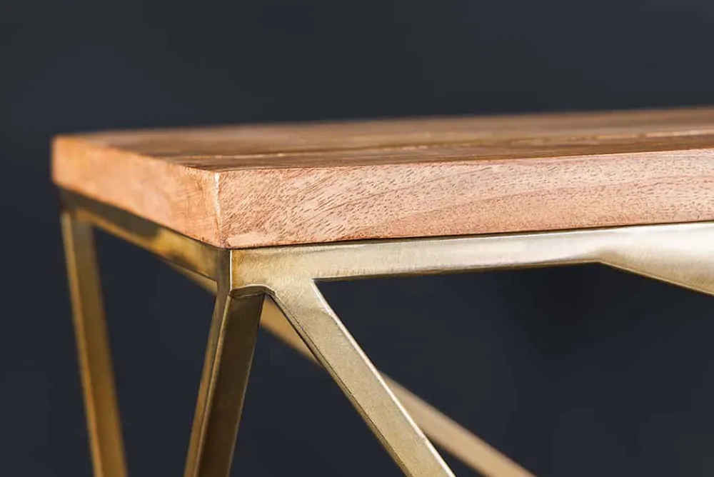 Riess-Ambiente Mehr...|Konsolentische > Abstrakter Konsolentisch DIAMOND 120cm natur messing Mangoholz Metallgestell