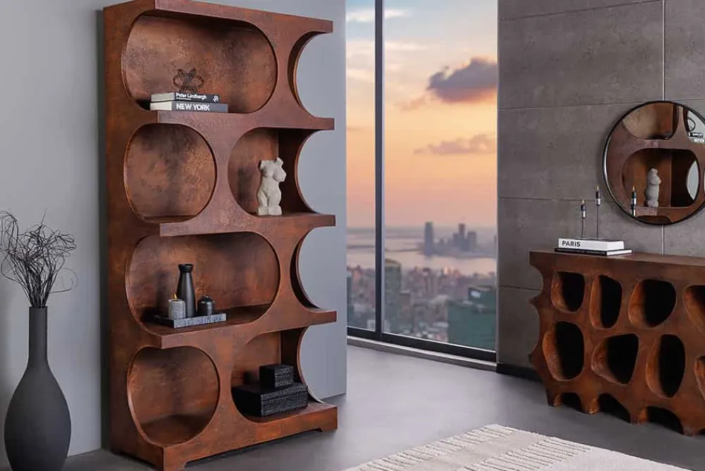 Riess-Ambiente Standregale > Abstraktes Regal ART AMBIENTE 180cm kupfer Beton Edelrost-Look Standregal