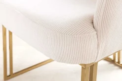Riess-Ambiente Goldene Möbel|Stühle > Armlehnen Stuhl EXTRAVAGANCIA beige Cord Metall brushed champagner gold