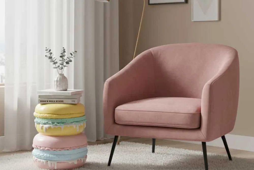 Riess-Ambiente Beistelltische > Außergewöhnlicher Beistelltisch MACARONS 50cm gelb rosa Fiberglas rund handmade