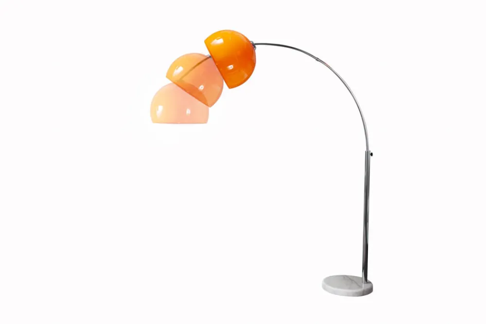 Riess-Ambiente Retro Möbel|Stehleuchten > Ausziehbare Bogenlampe LOUNGE DEAL 175-205cm orange Marmorfuß Stehlampe