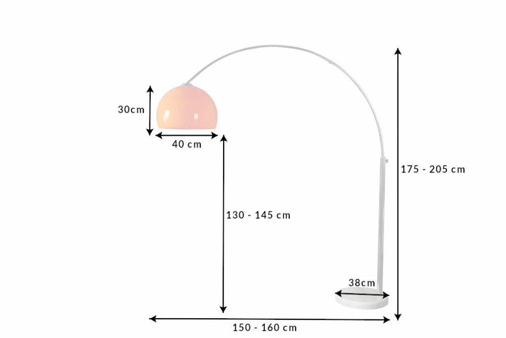 Riess-Ambiente Retro Möbel|Stehleuchten > Ausziehbare Bogenlampe LOUNGE DEAL 175-205cm orange Marmorfuß Stehlampe