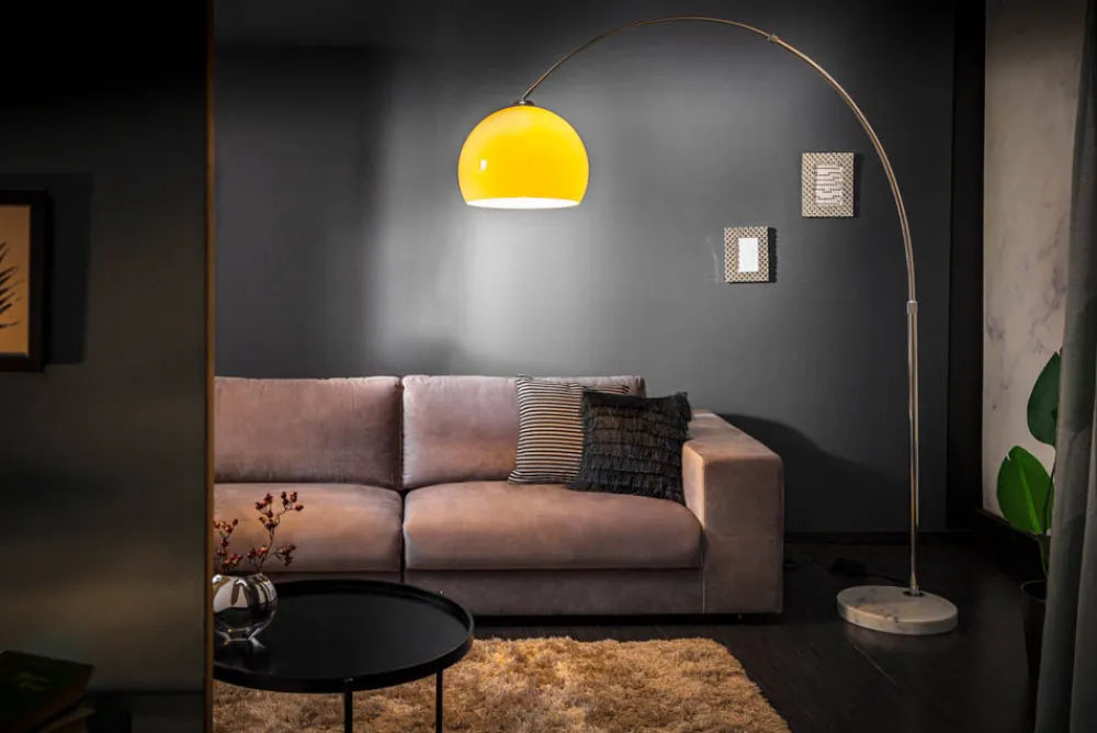 Riess-Ambiente Retro Möbel|Stehleuchten > Ausziehbare Bogenlampe LOUNGE DEAL 175-205cm orange Marmorfuß Stehlampe