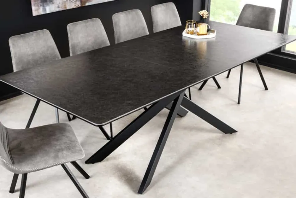 Riess-Ambiente Industrial Loft|Esstische > Ausziehbarer Esstisch ALPINE 160-200cm anthrazit Keramik schwarzes Metallgestell