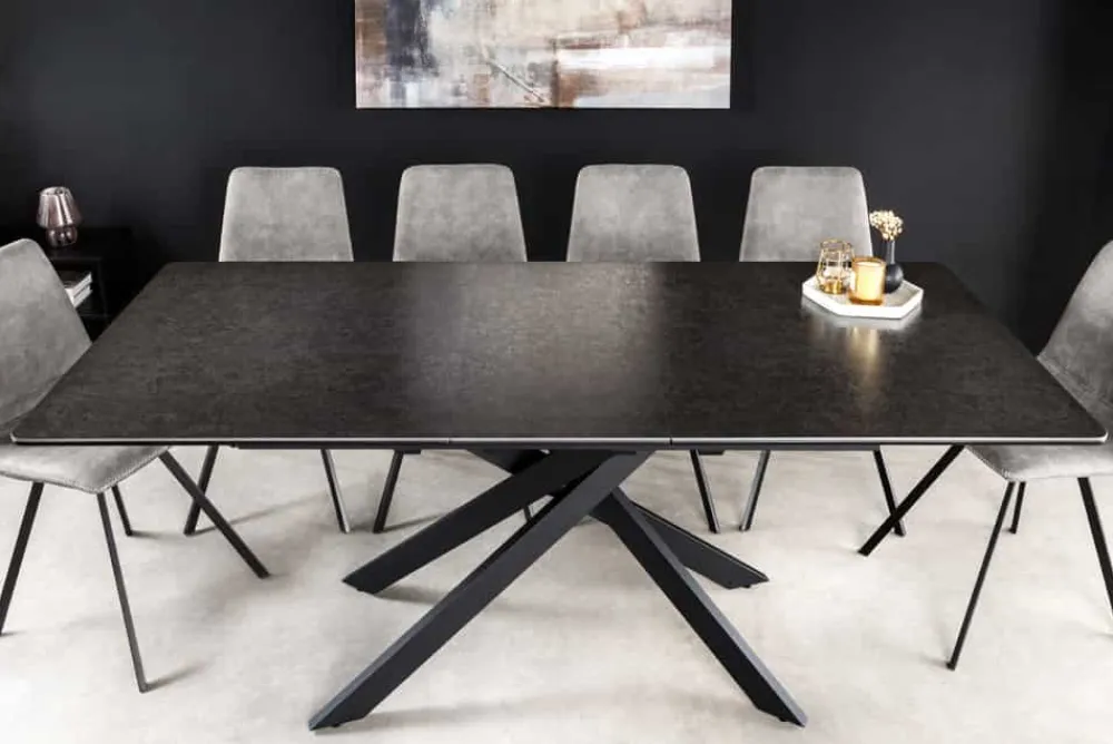 Riess-Ambiente Industrial Loft|Esstische > Ausziehbarer Esstisch ALPINE 160-200cm anthrazit Keramik schwarzes Metallgestell