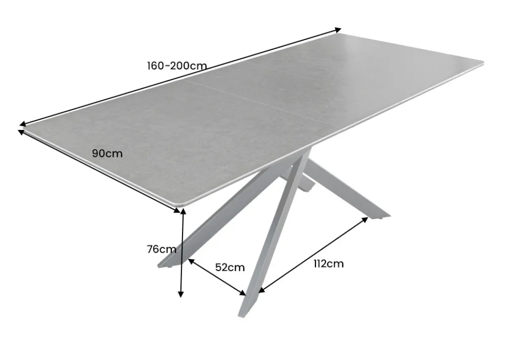 Riess-Ambiente Industrial Loft|Esstische > Ausziehbarer Esstisch ALPINE 160-200cm anthrazit Keramik schwarzes Metallgestell