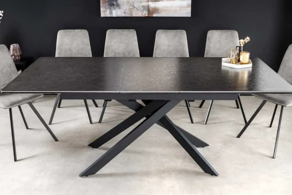 Riess-Ambiente Industrial Loft|Esstische > Ausziehbarer Esstisch ALPINE 160-200cm anthrazit Keramik schwarzes Metallgestell
