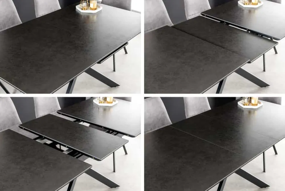 Riess-Ambiente Industrial Loft|Esstische > Ausziehbarer Esstisch ALPINE 160-200cm anthrazit Keramik schwarzes Metallgestell