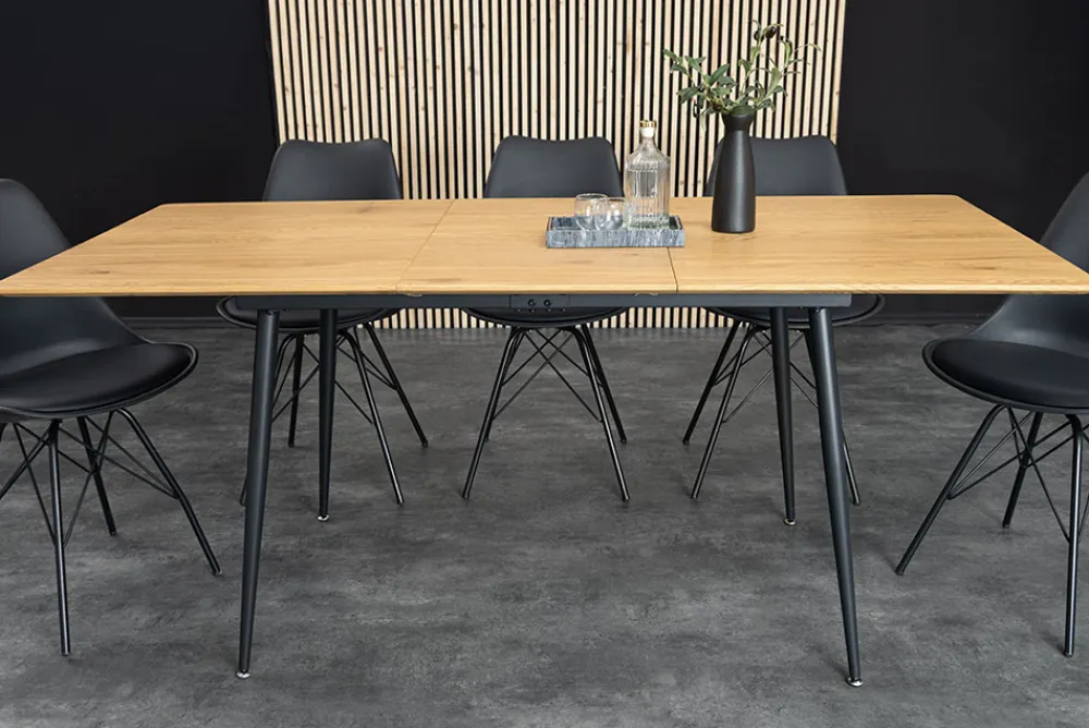 Riess-Ambiente Industrial Loft|Esstische > Ausziehbarer Esstisch APARTMENT 120-160cm natur Wildeiche schwarzes Metallgestell