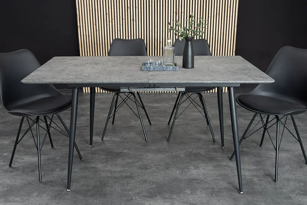 Riess-Ambiente Industrial Loft|Esstische > Ausziehbarer Esstisch APARTMENT 120-160cm grau Beton-Design schwarzes Metallgestell