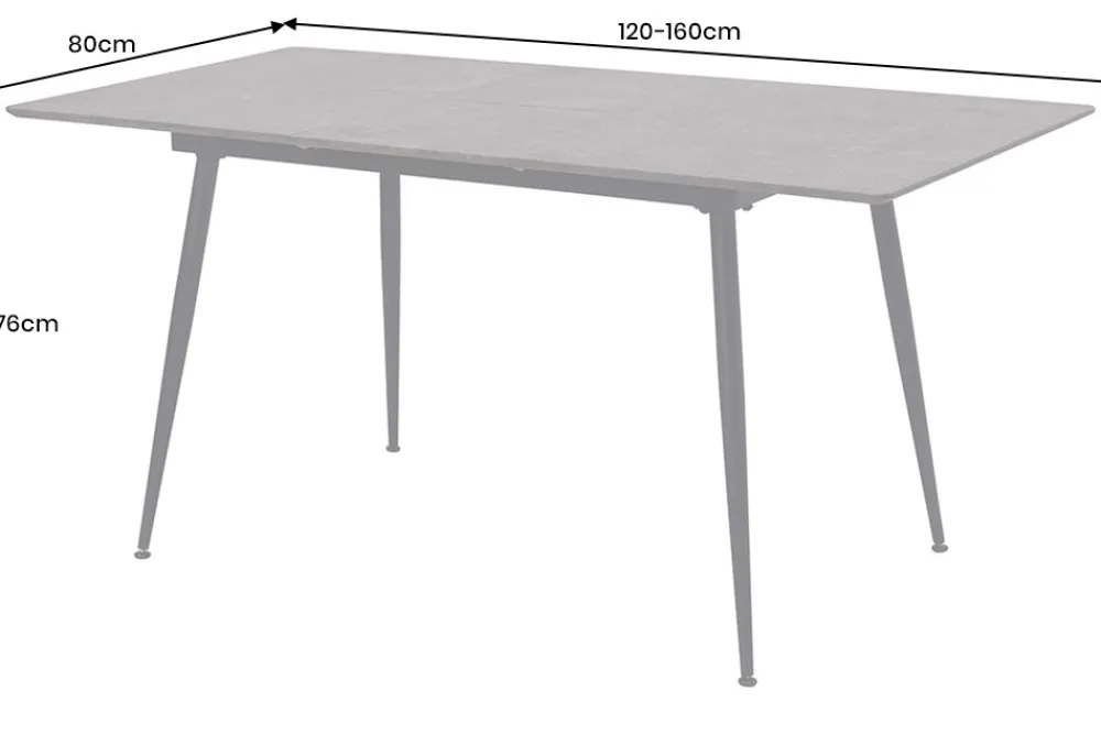 Riess-Ambiente Industrial Loft|Esstische > Ausziehbarer Esstisch APARTMENT 120-160cm grau Beton-Design schwarzes Metallgestell