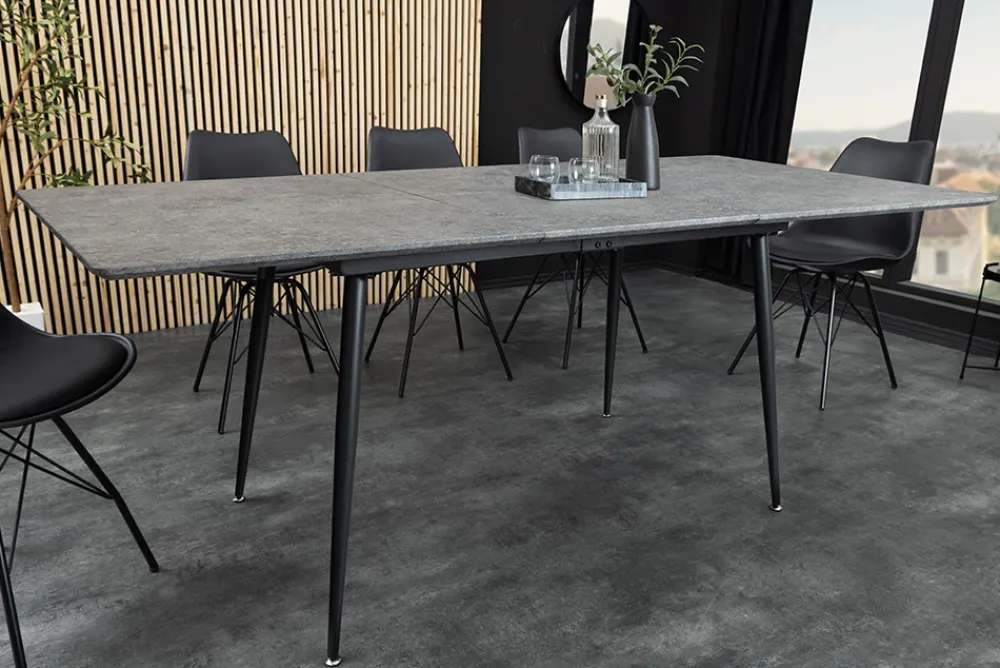 Riess-Ambiente Industrial Loft|Esstische > Ausziehbarer Esstisch APARTMENT 120-160cm grau Beton-Design schwarzes Metallgestell