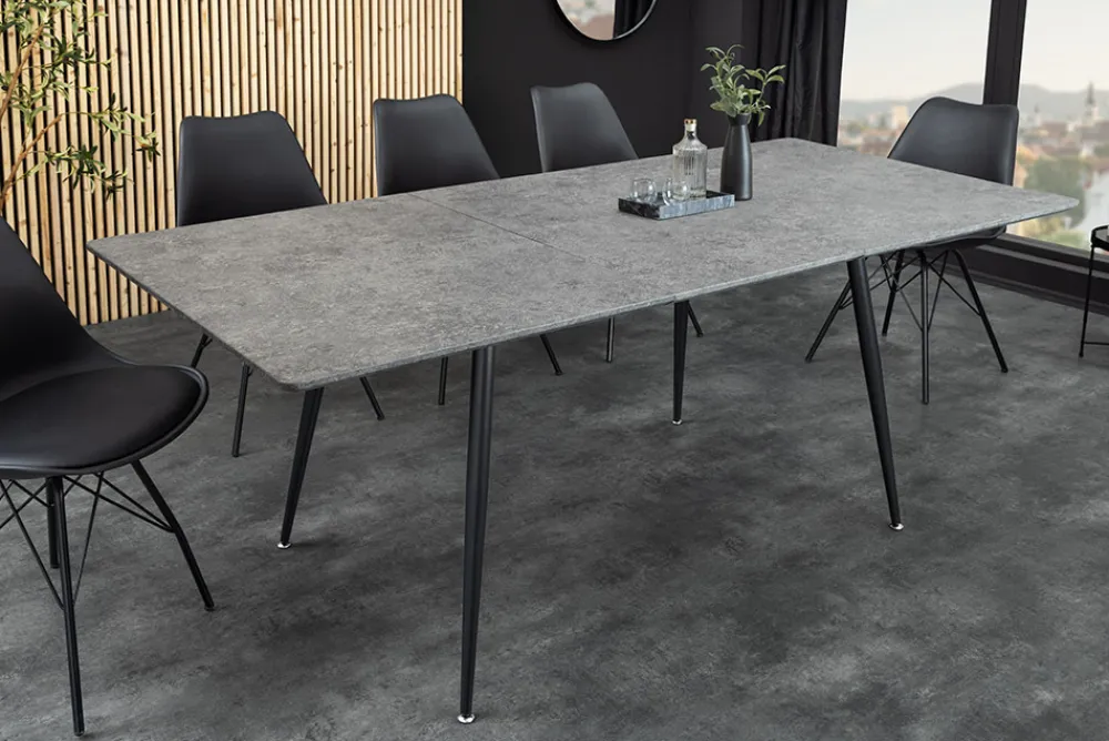 Riess-Ambiente Industrial Loft|Esstische > Ausziehbarer Esstisch APARTMENT 120-160cm grau Beton-Design schwarzes Metallgestell
