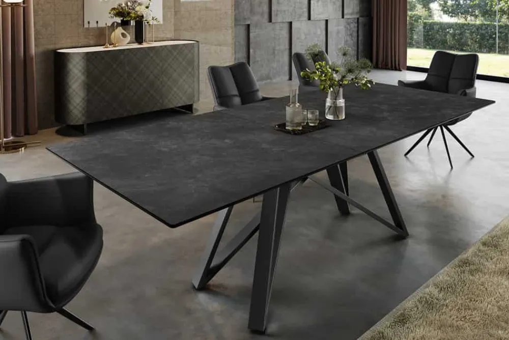 Riess-Ambiente Industrial Loft|Esstische > Ausziehbarer Esstisch ATLAS 160-200cm graphit grau Keramik schwarz Metall