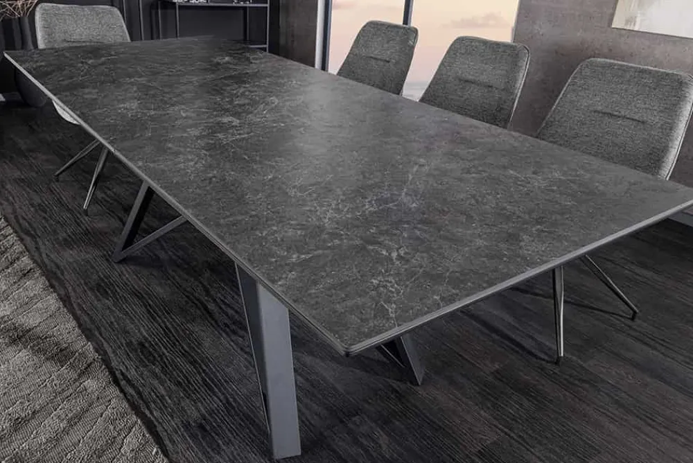 Riess-Ambiente Industrial Loft|Esstische > Ausziehbarer Esstisch ATLAS 160-200cm graphit grau Keramik schwarz Metall