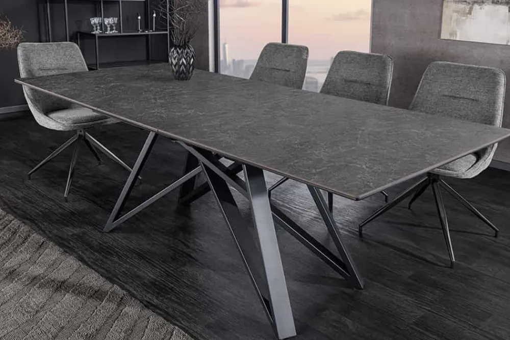 Riess-Ambiente Industrial Loft|Esstische > Ausziehbarer Esstisch ATLAS 160-200cm graphit grau Keramik schwarz Metall