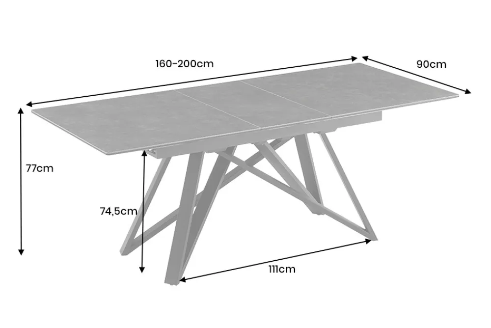 Riess-Ambiente Industrial Loft|Esstische > Ausziehbarer Esstisch ATLAS 160-200cm graphit grau Keramik schwarz Metall