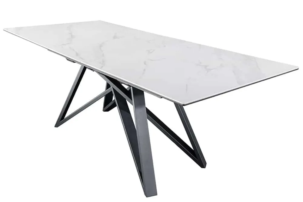 Riess-Ambiente Industrial Loft|Esstische > Ausziehbarer Esstisch ATLAS 160-200cm weiß Keramik schwarz Metall