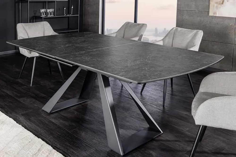 Riess-Ambiente Esstische > Ausziehbarer Esstisch CONCORD 180-230cm graphit grau Keramik schwarz Metall
