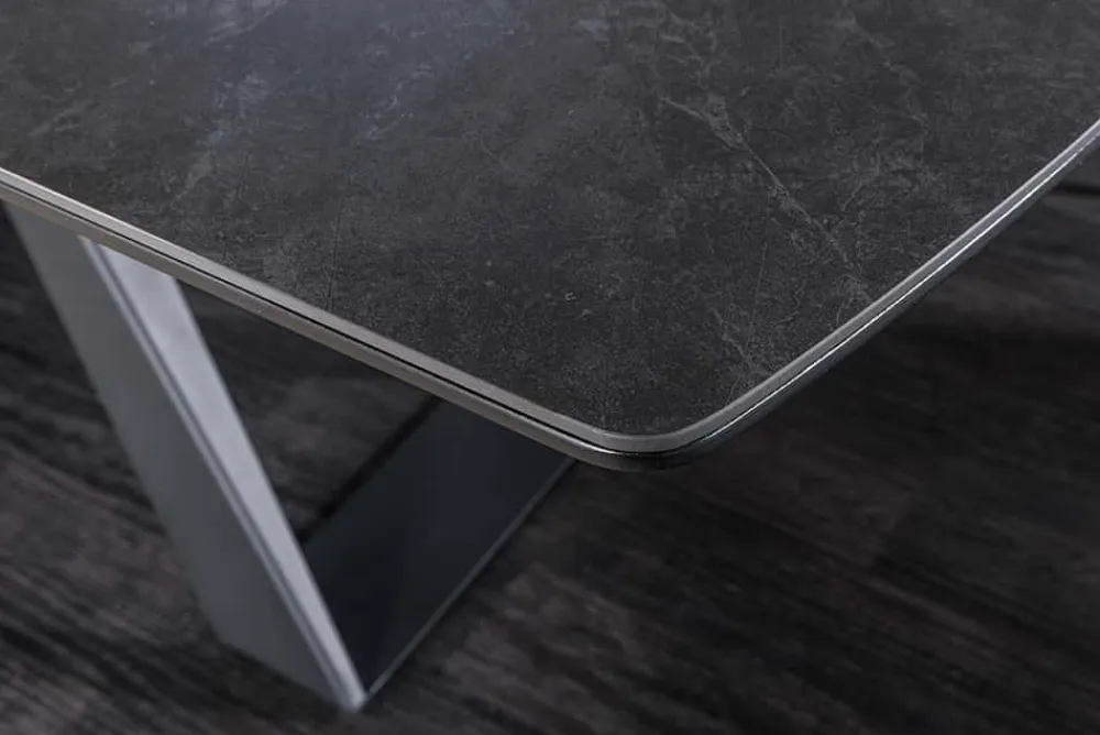 Riess-Ambiente Esstische > Ausziehbarer Esstisch CONCORD 180-230cm graphit grau Keramik schwarz Metall