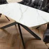 Riess-Ambiente Esstische > Ausziehbarer Esstisch COSMOS 160-240cm weiß Keramik schwarzes Metallgestell