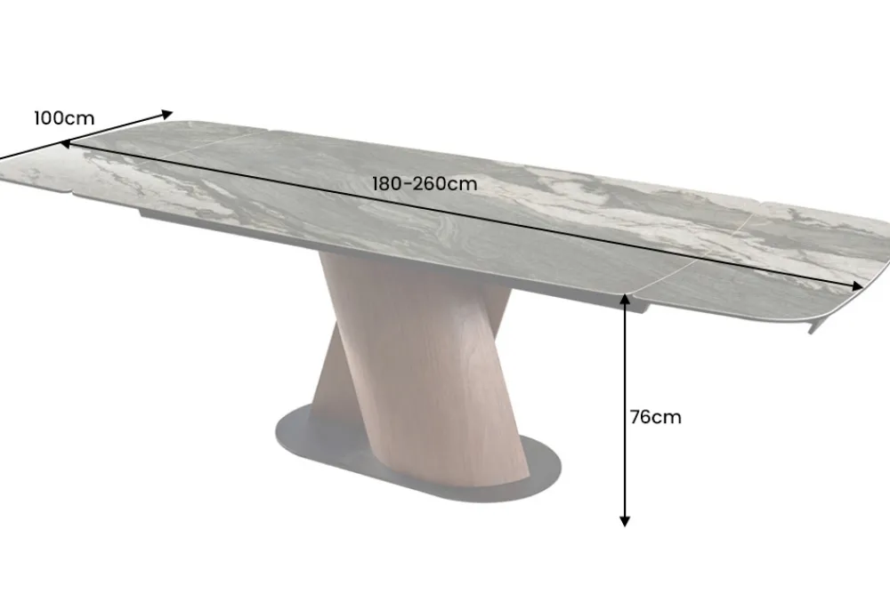 Riess-Ambiente Esstische > Ausziehbarer Esstisch ELEMENTS 180-260cm taupe grau spanische Keramik Walnuss Gestell