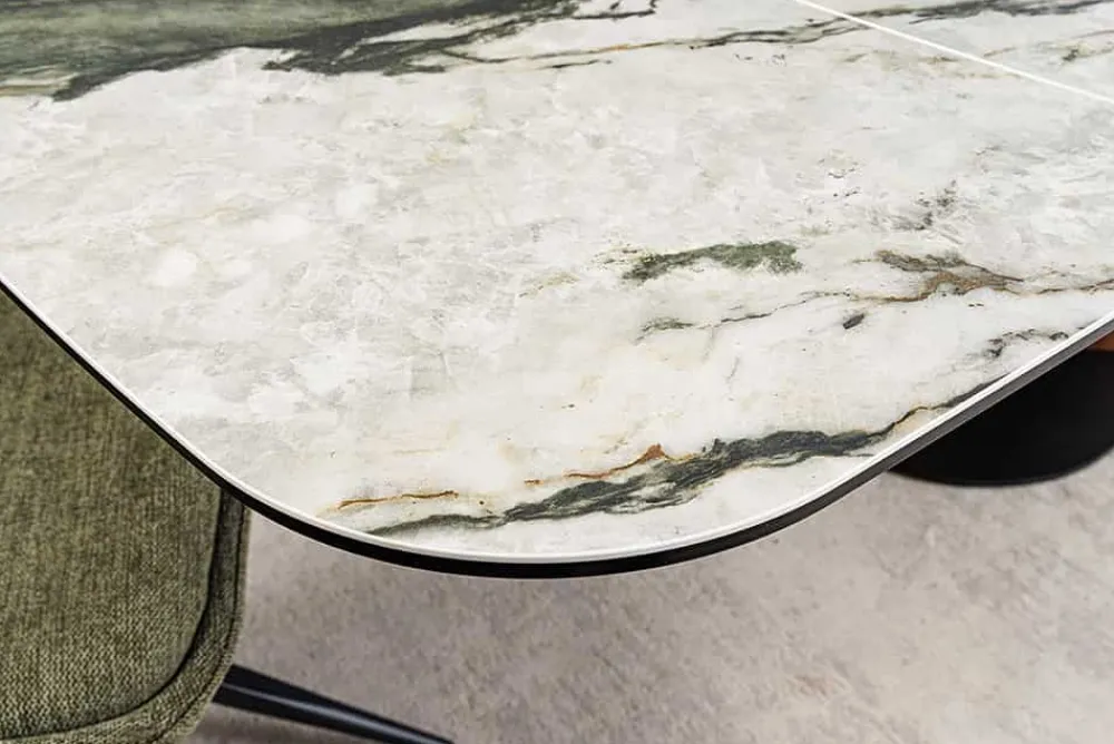 Riess-Ambiente Esstische > Ausziehbarer Esstisch ELEMENTS 180-260cm taupe grau spanische Keramik Walnuss Gestell