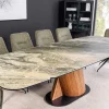 Riess-Ambiente Esstische > Ausziehbarer Esstisch ELEMENTS 180-260cm taupe beige spanischer Keramik Walnuss Gestell