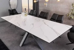 Riess-Ambiente Industrial Loft|Esstische > Ausziehbarer Esstisch ETERNITY 160-200cm weiß Keramik schwarz Metall