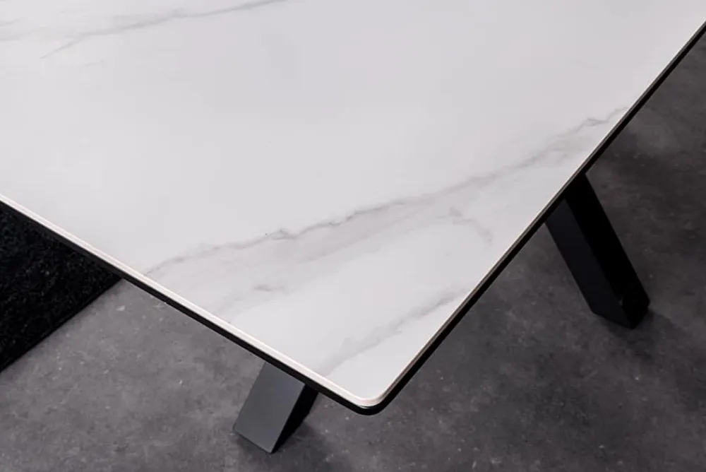Riess-Ambiente Industrial Loft|Esstische > Ausziehbarer Esstisch ETERNITY 160-200cm weiß Keramik schwarz Metall