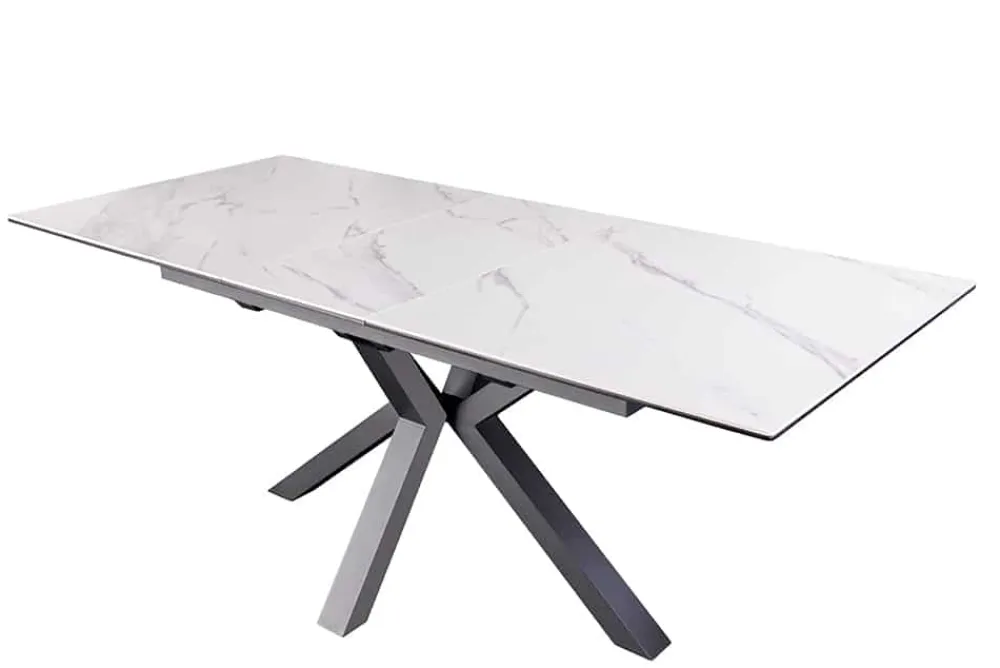 Riess-Ambiente Industrial Loft|Esstische > Ausziehbarer Esstisch ETERNITY 160-200cm weiß Keramik schwarz Metall