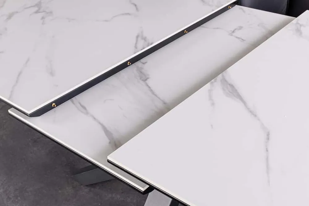 Riess-Ambiente Industrial Loft|Esstische > Ausziehbarer Esstisch ETERNITY 160-200cm weiß Keramik schwarz Metall