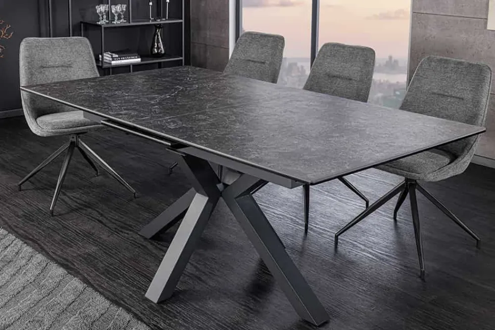 Riess-Ambiente Industrial Loft|Esstische > Ausziehbarer Esstisch ETERNITY 160-200cm graphit grau Keramik schwarz Metall