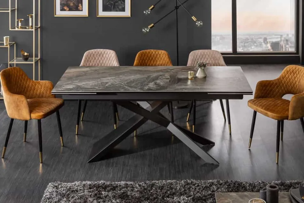 Riess-Ambiente Industrial Loft|Esstische > Ausziehbarer Esstisch EUPHORIA 180-220-260cm taupe anthrazit Keramik made in Italy