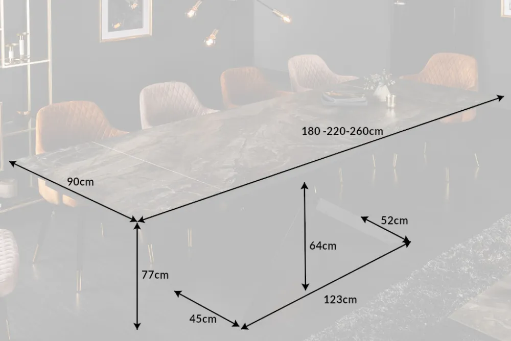Riess-Ambiente Industrial Loft|Esstische > Ausziehbarer Esstisch EUPHORIA 180-220-260cm taupe anthrazit Keramik made in Italy