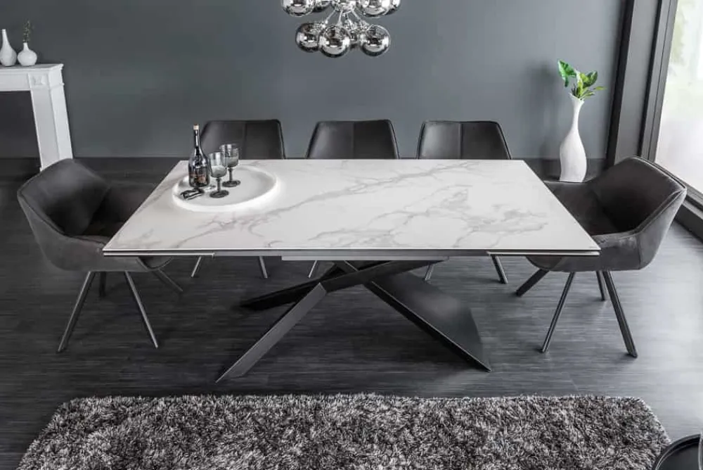 Riess-Ambiente Industrial Loft|Esstische > Ausziehbarer Esstisch EUPHORIA 180-220-260cm Marmor weiß Keramik made in Italy