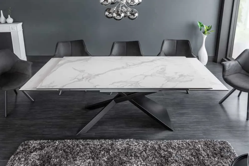 Riess-Ambiente Industrial Loft|Esstische > Ausziehbarer Esstisch EUPHORIA 180-220-260cm Marmor weiß Keramik made in Italy