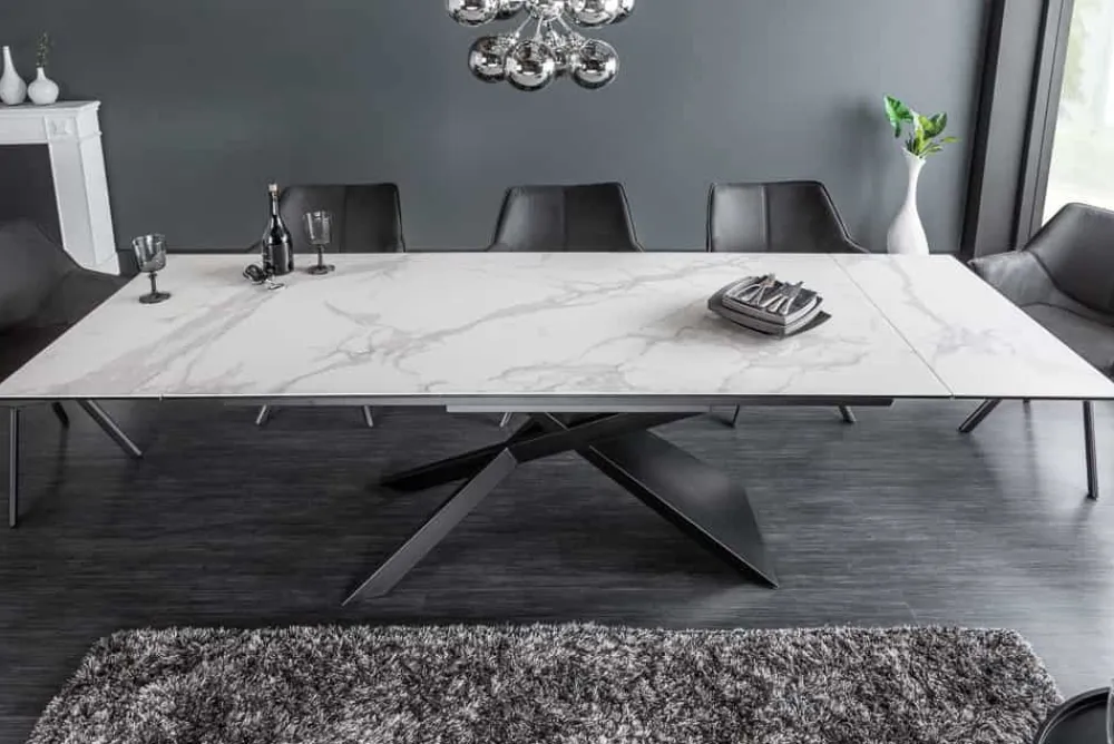 Riess-Ambiente Industrial Loft|Esstische > Ausziehbarer Esstisch EUPHORIA 180-220-260cm Marmor weiß Keramik made in Italy