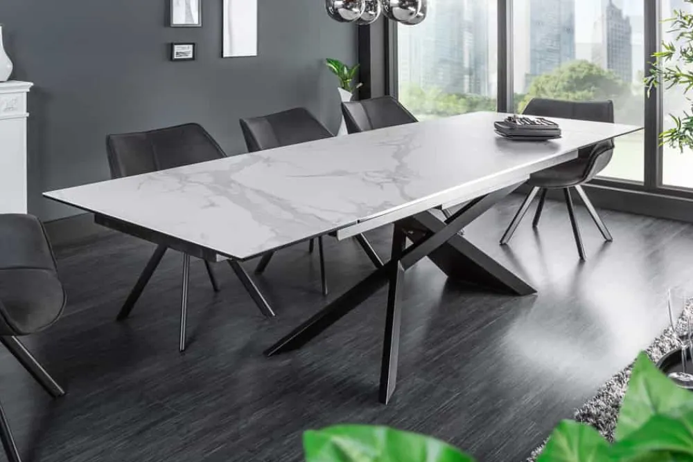 Riess-Ambiente Industrial Loft|Esstische > Ausziehbarer Esstisch EUPHORIA 180-220-260cm Marmor weiß Keramik made in Italy